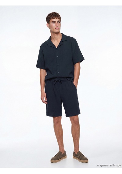 Lcw Vision Lacivert Regular Fit Müslin Erkek Gömlek