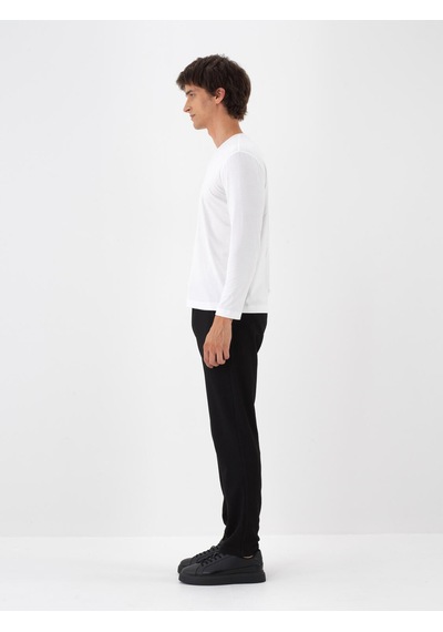 Xint Beyaz Slim Fit Bisiklet Yaka Modal Uzun Kol Tişört 502153
