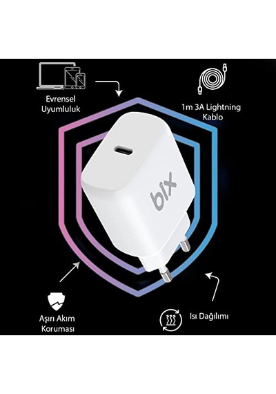Bx-pd20ta 20w Pd Type-c Hızlı Şarj Adaptörü Huawei Hızlı Şarj Protokolü Destekli, İphone 15 / İphone 15 Pro Max