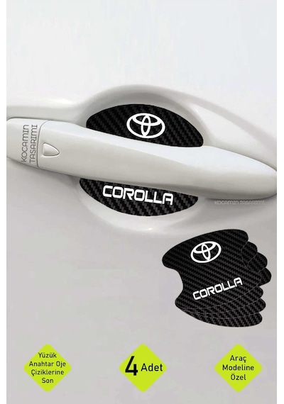 Toyota Corolla İç Kapı Çizik Önleyici Karbon Desenli Şık Ve Koruyucu Folyo Seti Corolla Yazılı 4 Adet
