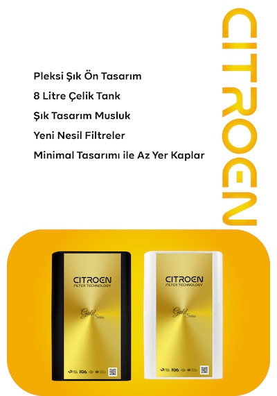 Gold Siyah Pompasız Su Arıtma Cihazı 6 Aşamalı Alkali Filtreli