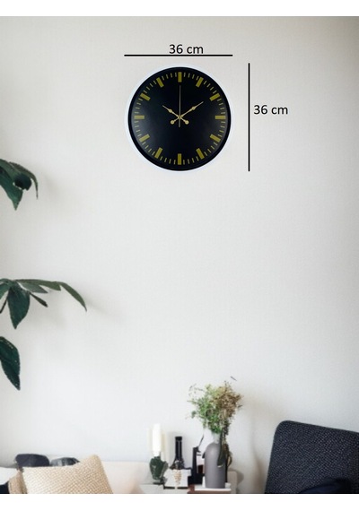 36 Cm Dekoratif Duvar Saati Standart Altın Rakamlı Beyaz
