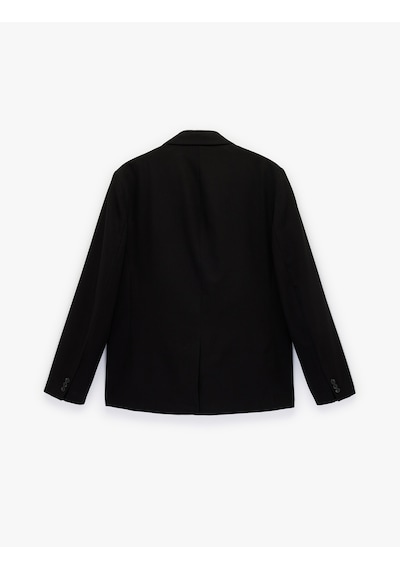 Koton Uzun Kollu Kapaklı Cepli Mono Yaka Düğmeli Blazer Ceket Siyah 6sam50002hw Siyah