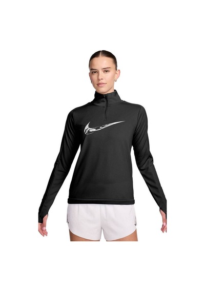 Nike Dri Fit Big Swoosh 1/4 Zip Training Runnig Sweatshirt Koşu Antrenman Üstü Siyah Siyah