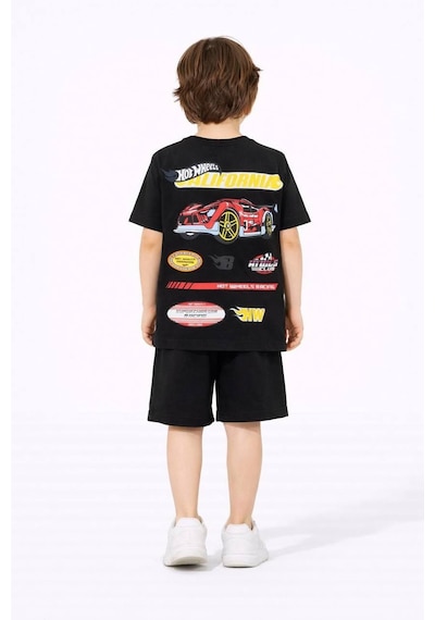 Miniko Kids Erkek Çocuk Hot Wheels Modelli Pamuk Şortlu Takım Siyah