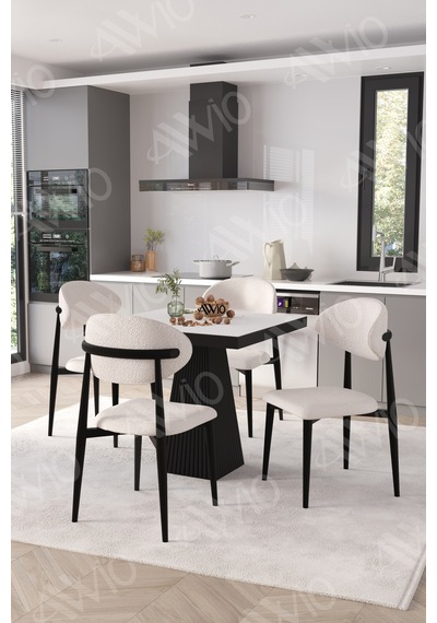 Avvio Viola Siyah Polo Metal Sandalye 90x90 Kare Yemek Masası Mutfak Masası Masa Sandalye Takımı Beyaz Avvio Viola Siyah Polo Metal Sandalye 90x90 Kare Yemek Masası Mutfak Masası Masa Sandalye Takımı Beyaz