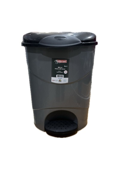 19 Litre Pedallı Plastik Çöp Kovası Gri - Siyah