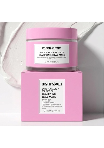 Maruderm Salisilik Asit + Çay Ağacı Yağı Kil Maskesi Siyah Nokta Ve Gözenek Görünümü Karşıtı Arındırıcı Vegan Yüz Maskesi, 100 Ml