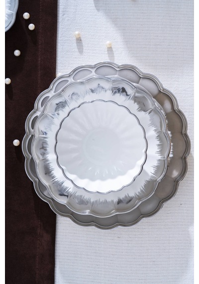 Acar Marlene 6 Kişilik 29 Parça Silver Yemek Takımı Beyaz/silver