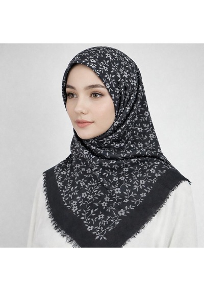 Sinem Emprime Koton Eşarp - Siyah / Gri-6291 Siyah,beyaz-11