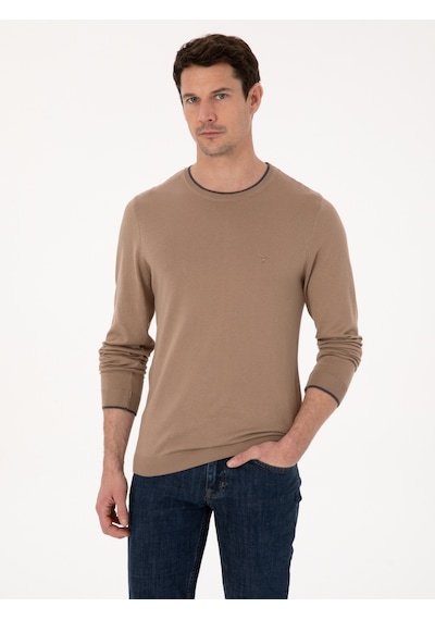 Cacharel Camel Slim Fit Kazak Kahverengi