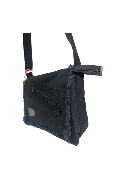 Old Cotton Cargo Vintage Salaş Orta Boy Unisex Günlük Çapraz Postacı Tablet Çantası M 32 Cm X 27 Cm Siyah