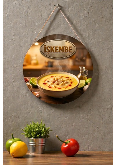 İşkembe Çorbası Görselli İpli Mdf Ahşap Kapı Duvar Süsü, Restoran, Mutfak Dekoratif Tablo
