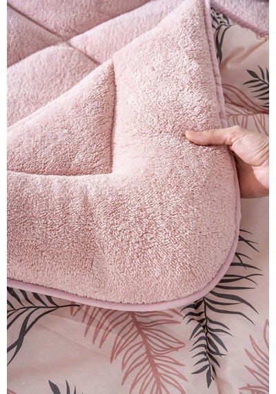 Rivaistanbul Pudra Yaprak Loura Çift Kişilik Çift Taraflı Lüx Wellsoft Yorgan Seti 195x215 Cm Pudra Pembe