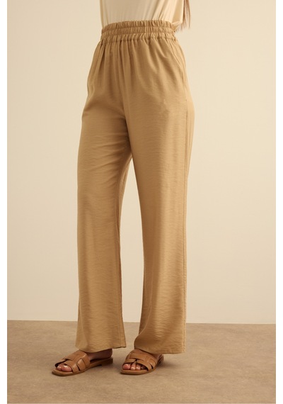 Aker Beli Lastikli Viscon Pantolon Etek Camel Camel