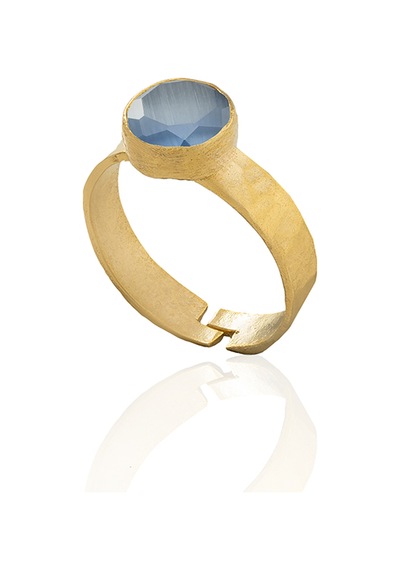 Kadir Jewellery 22 Ayar Altın Kaplama Zirkon Taşlı Kadın Minimal Yüzük Mavi 27405459