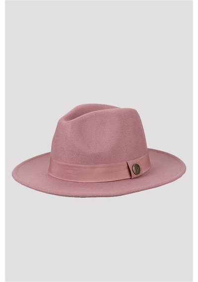 Külah Gül Kurusu Fötr Şapka - Standart Pembe