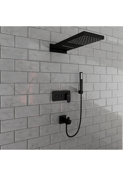 Fause Fau111-B Ankastre Comfort Panel Şelale Duş Seti Siyah