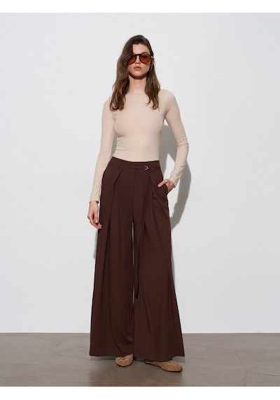 Dilvin 72665 İnce Kemerli Pantolon-kahve