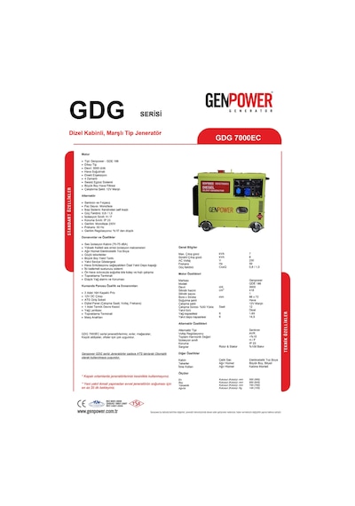 Genpower Gdg 7000 Ec 7Kva Dizel Monofaze Portatif Jeneratör