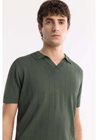 Avva Erkek Haki Polo Yaka Rayon Triko Regular Fit T-shirt A51y5015