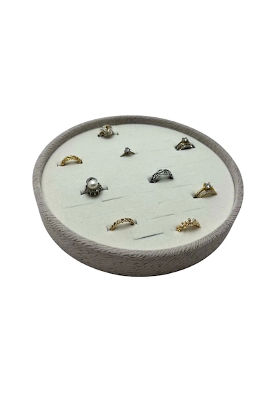 Silindir Model Süet Kumaş Gri Renk 20/20 Cm Batırmalı Küpe-piercing Tablası Desenli Çok Renkli