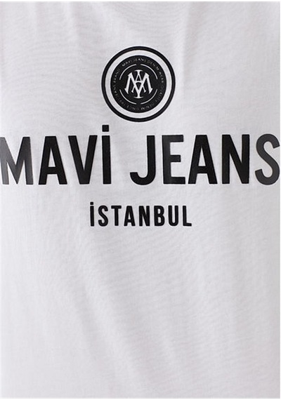 Mavi Mavi Logo Baskılı Beyaz Erkek T-shirt Beyaz