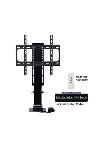 Powermaster 32-57 İnç Ayarlanabilir Yükseklik Uzaktan Kumandalı Lcd Led Tv Kaldırma Aparatı Lift Asansörü 80 Kg Taşır