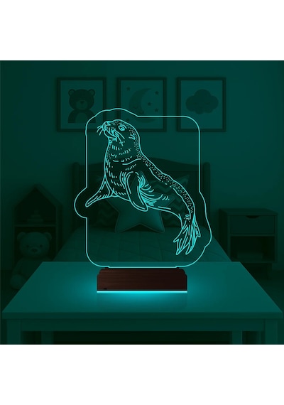 Luvivia Çocuk Odası Fok 3d Lamba - Masa Gece Lambası Şeffaf
