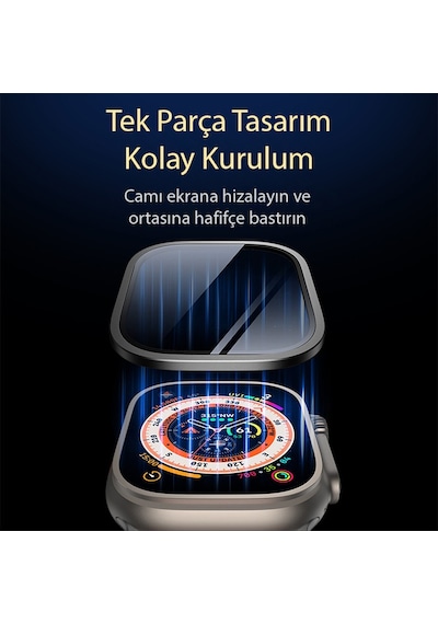 Apple Uyumlu iPhone Watch Ultra 2 49mm Metal Çerçeveli Ekran Koruyucu