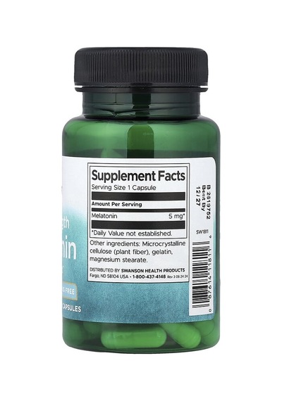 Swanson Vitamins, Mela-tonin, 5 Mg, 60 Capsules