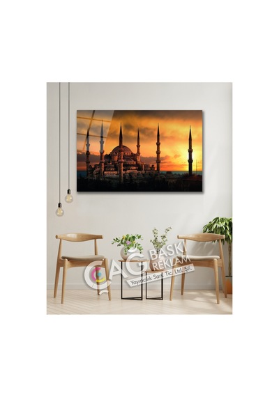 Sultan Ahmet Camii İstanbul Cam Tablo Modern Ev Ofis Salon Duvar Oda Dekoru Hediyelik Şehir Temalı Dekoratif Duvar Tablosu, Salon Ve Ofis Dekoru,