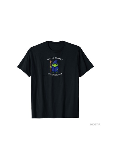Flood Of Style Off To Commit Shenanigans Sihirbaz Kurbağa Meme T-shirt Erkekler Kadınlar İçin % 100% Pamuklu Siyah