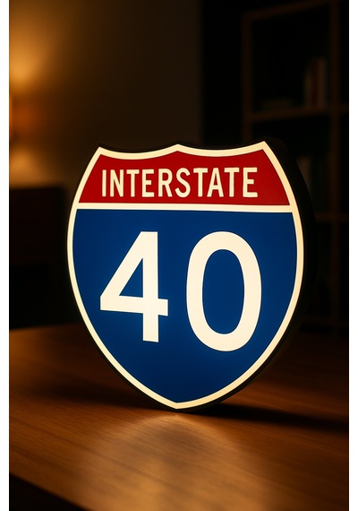 Interstate I-40 Tasarımlı Gece Lambası Dekoratif Aydınlatma Çok Renkli