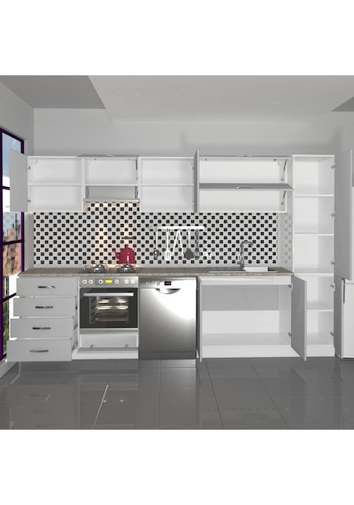 Decoraktiv Elite 325yq Ankastre Fırın Modüllü Mdf Hazır Mutfak Dolabı - Tezgah Dahil - Buz Gri Açık Gri Decoraktiv Elite 325yq Ankastre Fırın Modüllü Mdf Hazır Mutfak Dolabı - Tezgah Dahil - Buz Gri Açık Gri