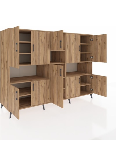 Kronos Dolap 14 Raflı 10 Kapaklı 220x59x163 Çam-çam Atlas Çam - Atlas Çam