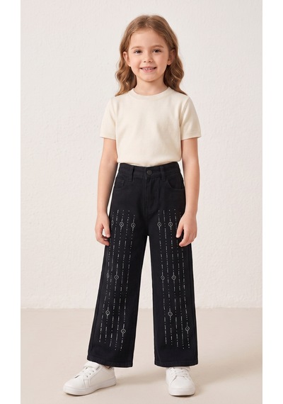 Storm Wear Çocuk Düz Taşlı Pantolon Siyah