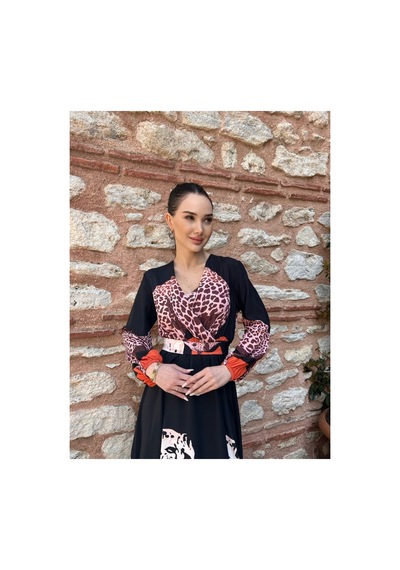 Wellway İthal Jessica Kumaş Elbise Kuşak Dahildir - Pembe-22245 Pembe