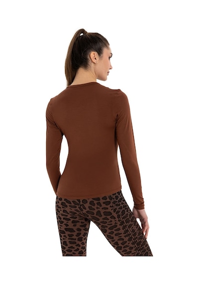 Inguz Uzun Kollu Basic Modal Yoga T-shirt Kahverengi