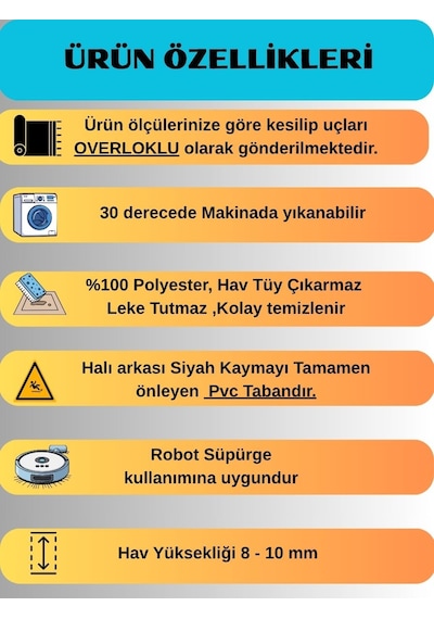 Düz Bej Krem Yıkanabilir Kaymaz Taban Kesme Yolluk Salon Oturma Odası Mutfak Halı