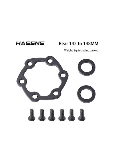 Hassns Göbek Disk Adaptörü Arka 12x142mm 148mm  Boost Siyah
