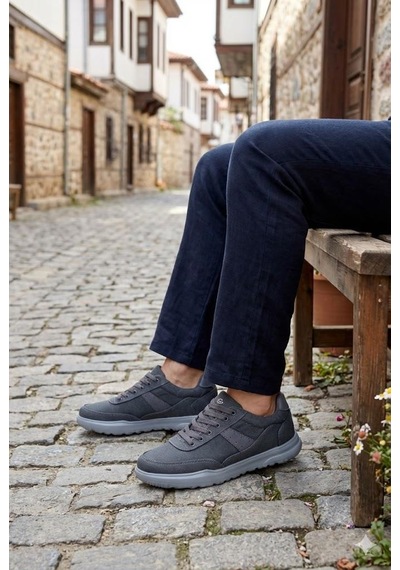 Fort 0226 Dks Keten Rahat Hafif Sneaker Erkek Ayakkabı Füme