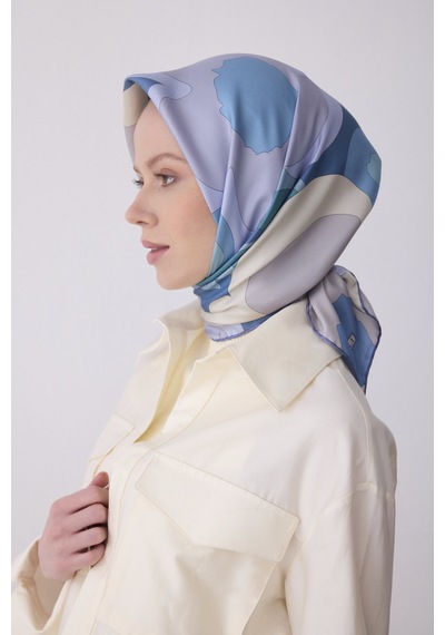 Belli Soyut Desen İpek Twill Eşarp - 2026 İlkbahar-yaz T 4306 Gri