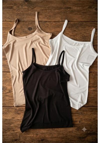 Demirsa Boutique Bambu Kumaş Kadın Atlet İnce Askılı Ten, Siyah Ve Beyaz Renk 3'lü Set Beyaz-ten-siyah Demirsa Boutique Bambu Kumaş Kadın Atlet İnce Askılı Ten, Siyah Ve Beyaz Renk 3'lü Set Beyaz-ten-siyah