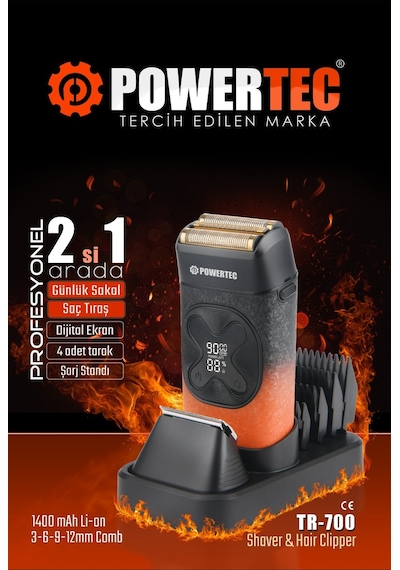 Powertec Tr-700 2in1 Günlük Sakal Tıraş Makinesi