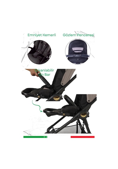Prego Toronto Plus 2232 Çift Yönlü Katlanabilen Travel Sistem Bebek Arabası 22 Kg Taşıma Kapasitesi Kahve