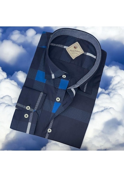Pamuklu Uzun Kollu Siyah Erkek Gömlek Slim Fit Kalıp -9882 Siyah