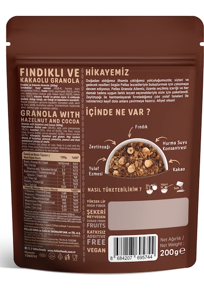 Fellas Granola 2'li Paket - Yaban Mersini & Kuruyemişli 200 G Fındık & Kakaolu 200 G