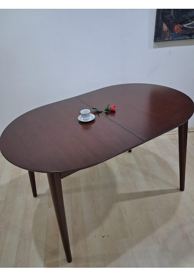Masa Oval 90641 Retro Ayak Model Kayın Retro Açılır Parlak Ceviz Tabla El Yapım Kahverengi Masa Oval 90641 Retro Ayak Model Kayın Retro Açılır Parlak Ceviz Tabla El Yapım Kahverengi