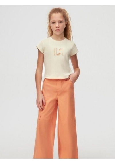 Nk Kids Kız Çocuk Pamuklu Yarım Kol Tshirt-15556 Krem